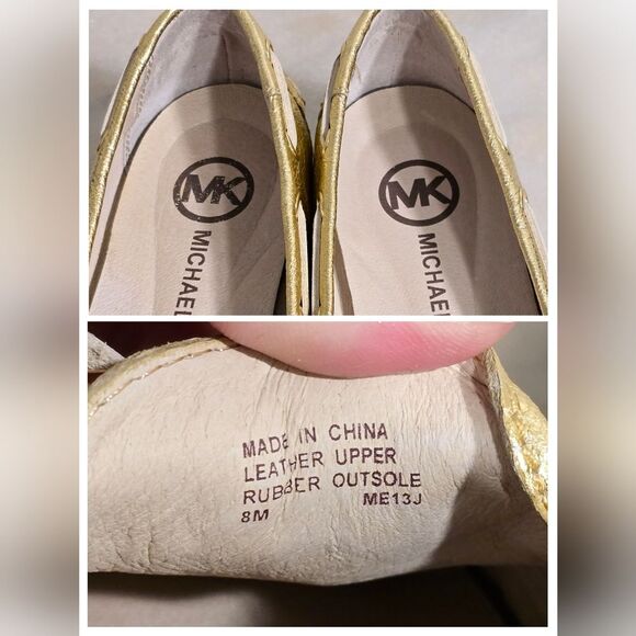 Michael Kors Blair Boat shoes Loafers Moccasin in GOLD metallic leather 8 - Picture 7 of 8